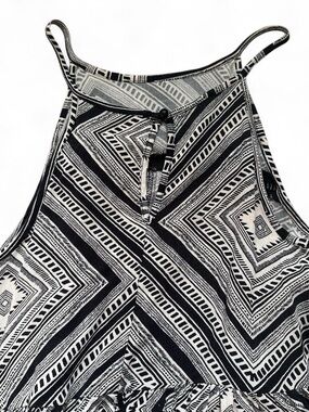 Black & White Geometric Halter Dress